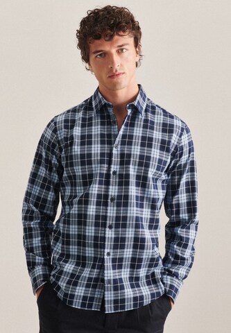 SEIDENSTICKER Regular fit Button Up Shirt 'Schwarze Rose' in Blue: front