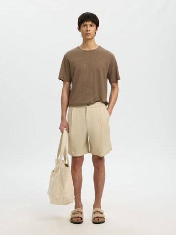 SELECTED - Camiseta 'Bet' en marrón