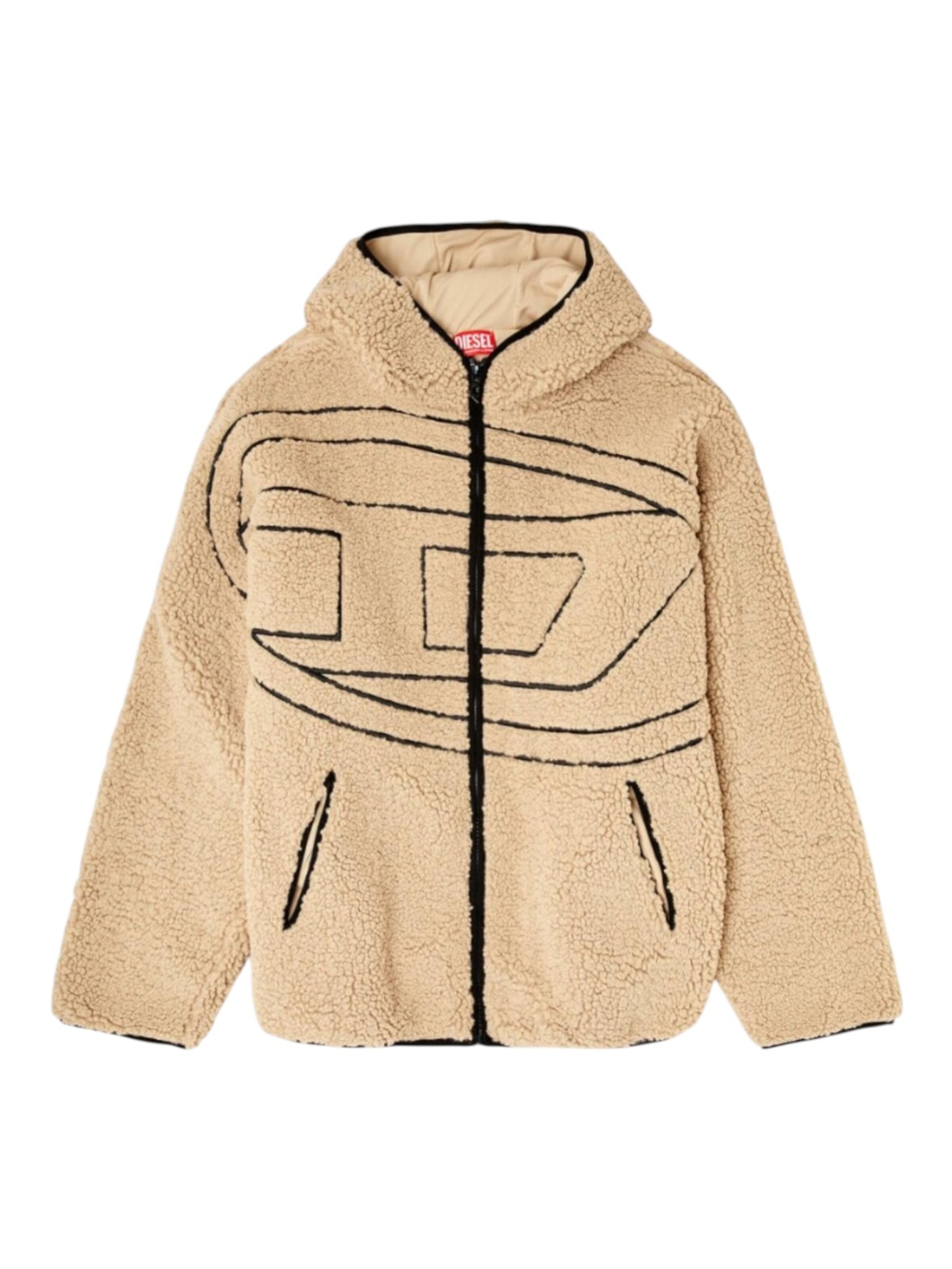 DIESEL Fleece jas in Beige: voorkant