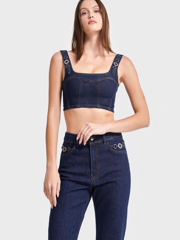 Haut 'Cropped Denim Top' IT'S BASIC en bleu