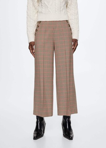 MANGO Wide leg Pleated Pants 'Annie' in Brown: front