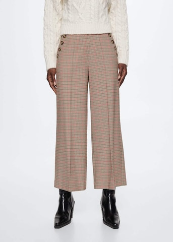 MANGO Wide leg Pleated Pants 'Annie' in Brown: front