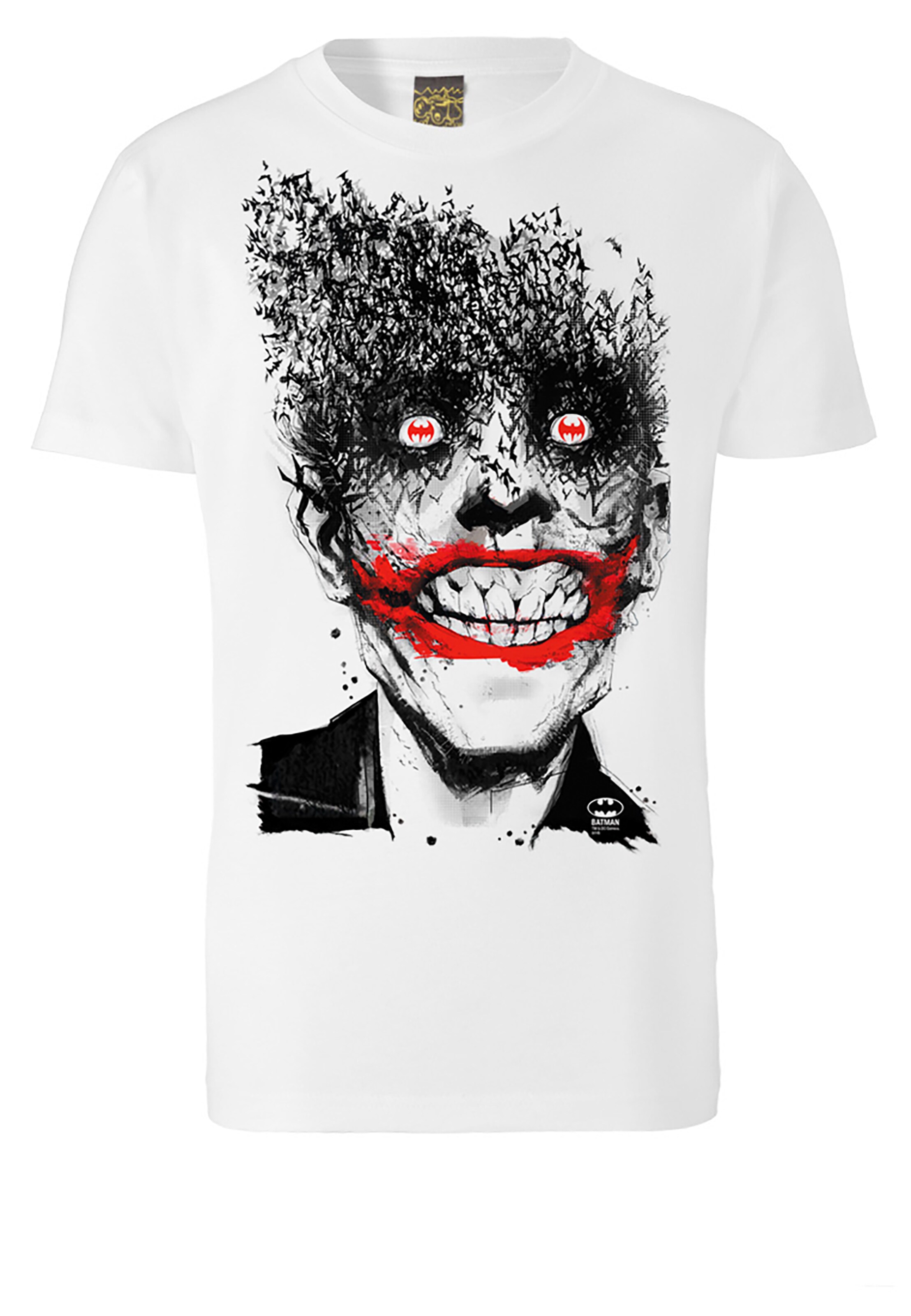 LOGOSHIRT Shirt 'Batman - Joker Bats' in White: front