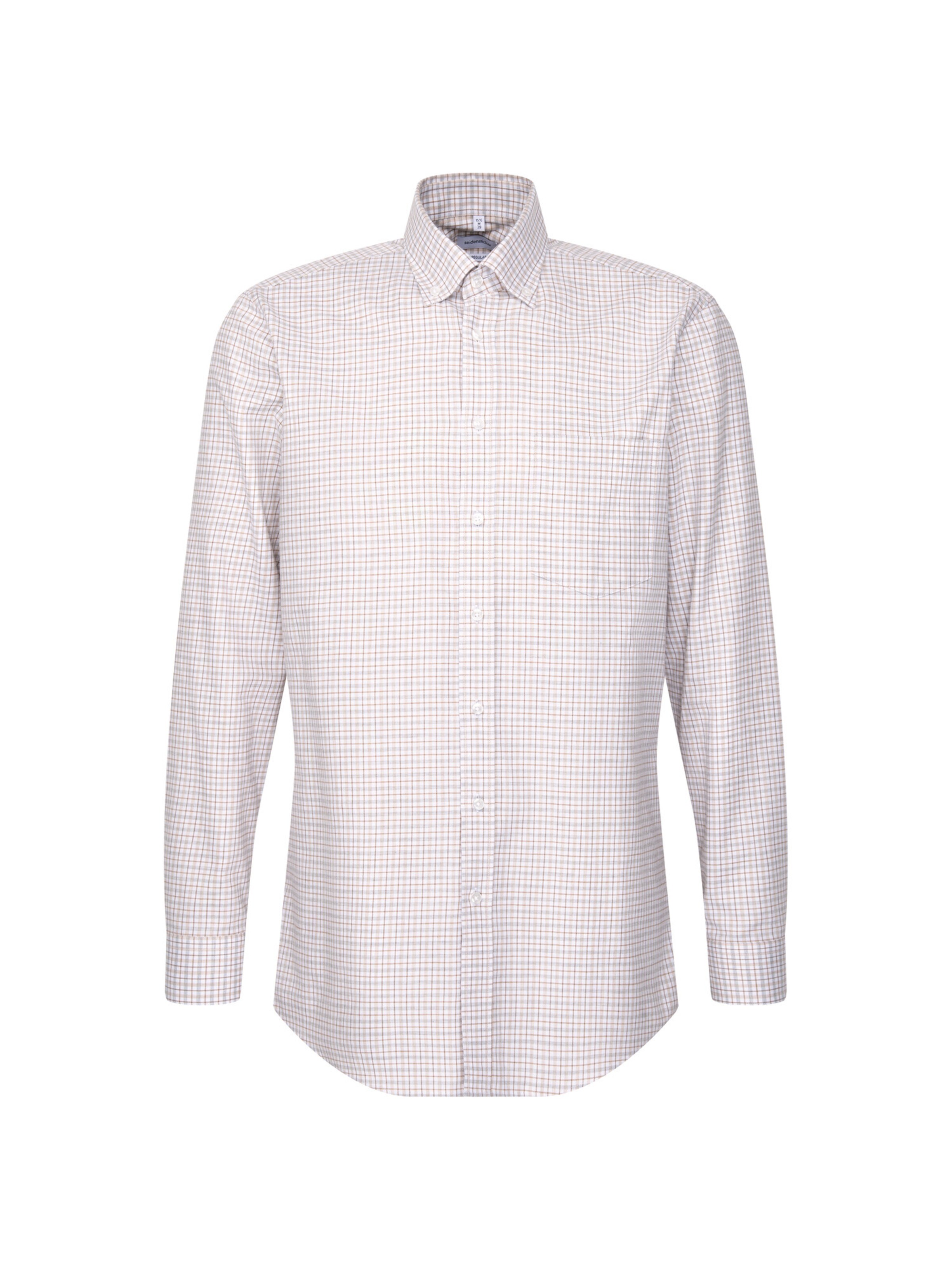 SEIDENSTICKER Regular fit Zakelijk overhemd 'SMART FLANNELS' in Beige: voorkant
