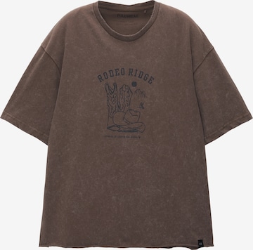 T-Shirt Pull&Bear en marron : devant