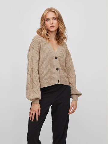 VILA Knit Cardigan in Beige: front