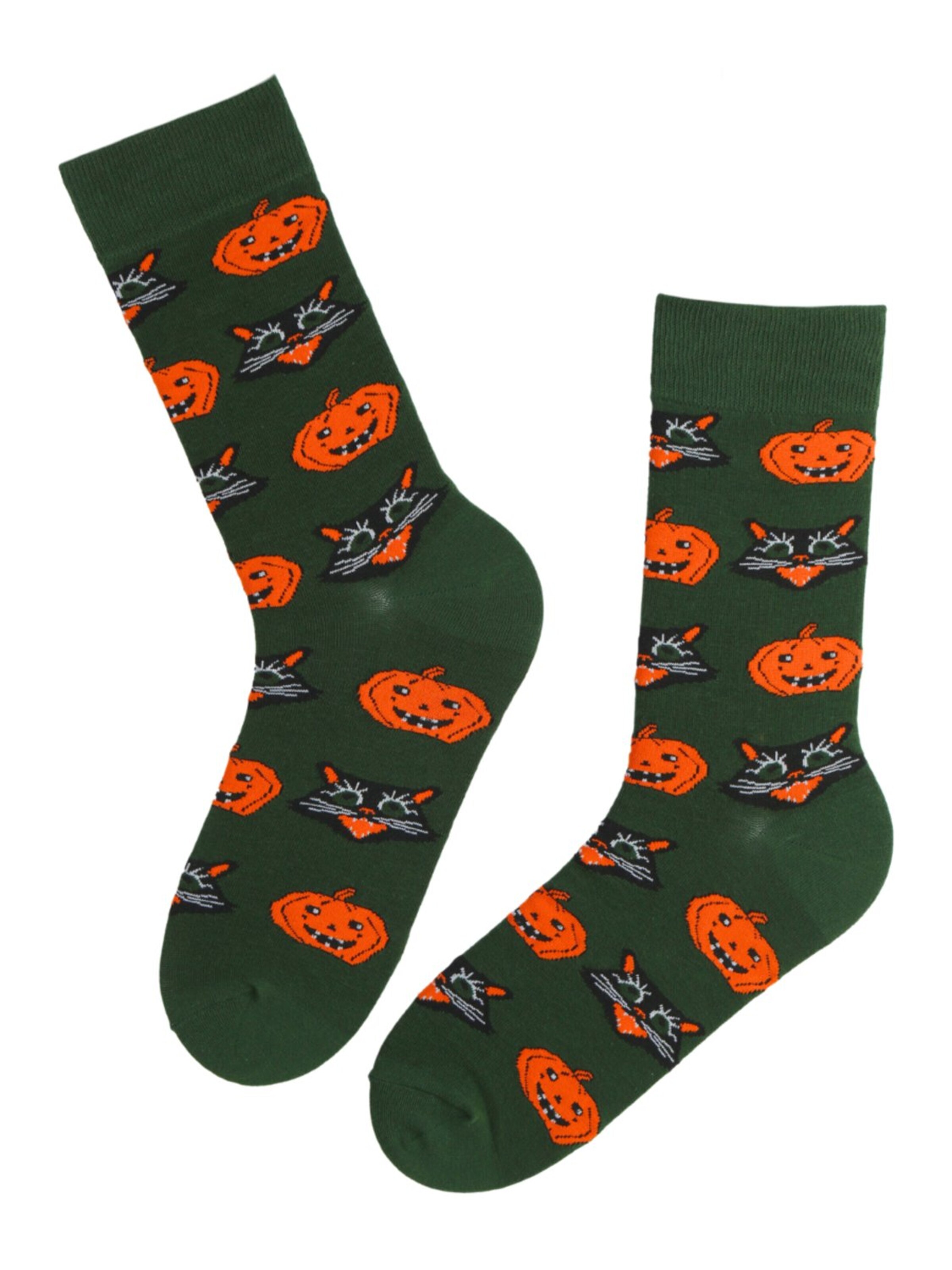 Chaussettes 'PERIL halloween socks with cats and pumpkins' Sokisahtel en mélange de couleurs : devant