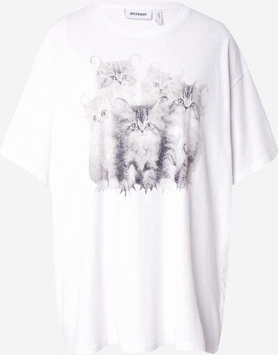 WEEKDAY Υπερμέγεθες μπλουζάκι 'Emy' σε ανοικτό γκρι / μαύρο / λευκό, Άποψη προϊόντος