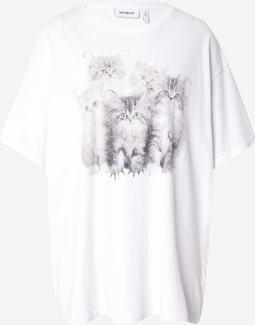 WEEKDAY Koszulka oversize 'Emy' w kolorze biały: przód