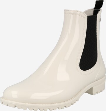 BOSS Black Rubber Boots 'Martha' in White: front