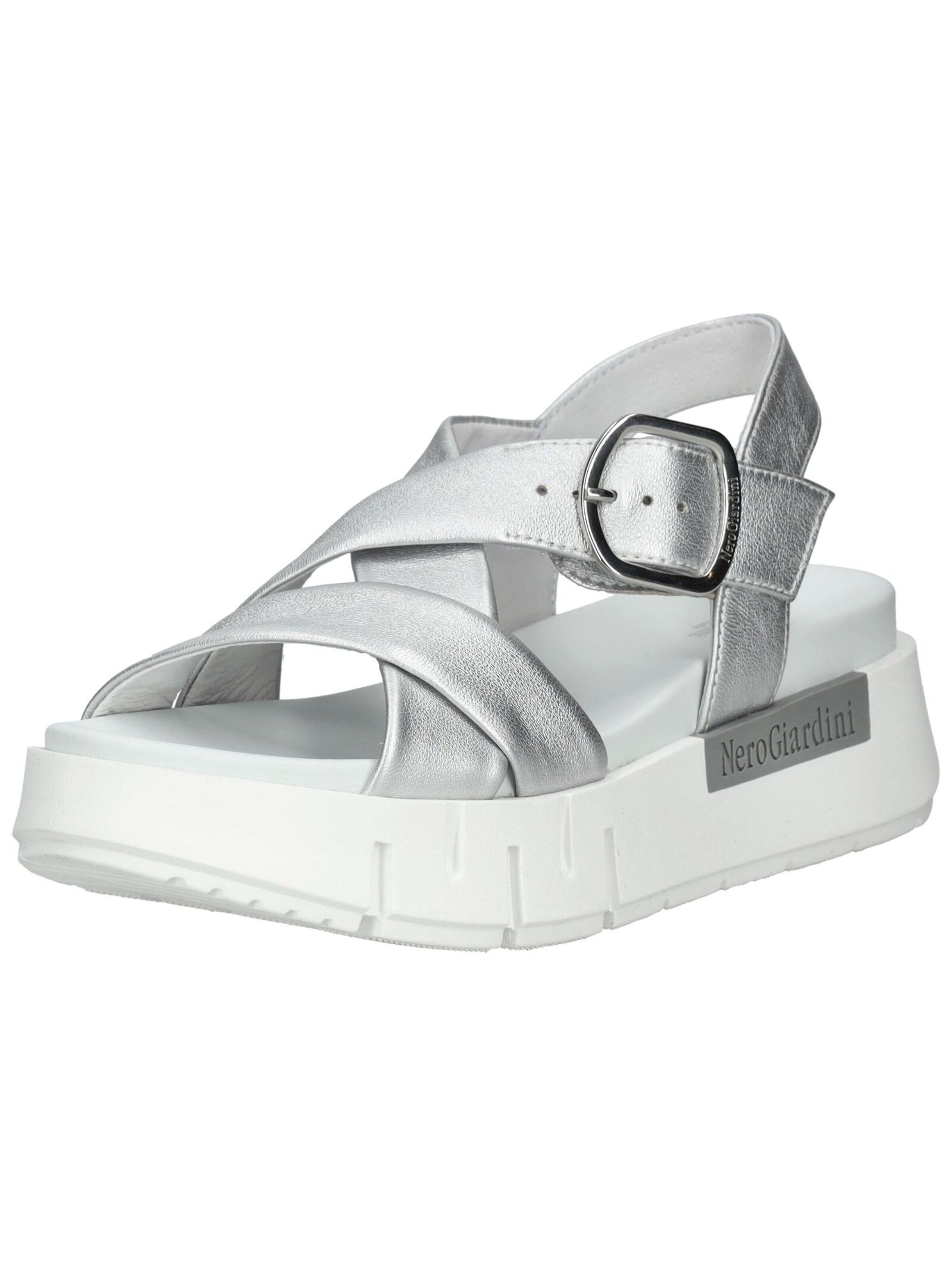 Sandalo di Nero Giardini in argento: frontale
