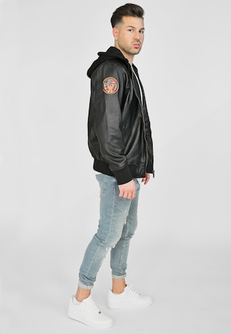 TOP GUN Lederjacke mit Kapuze ' TG20212111 ' in Schwarz