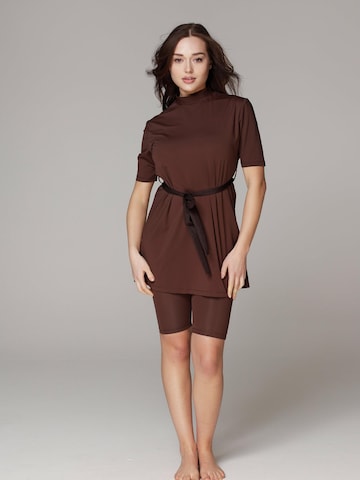 SIYA Swimwear High neck Swimsuit 'South' in Brown: front