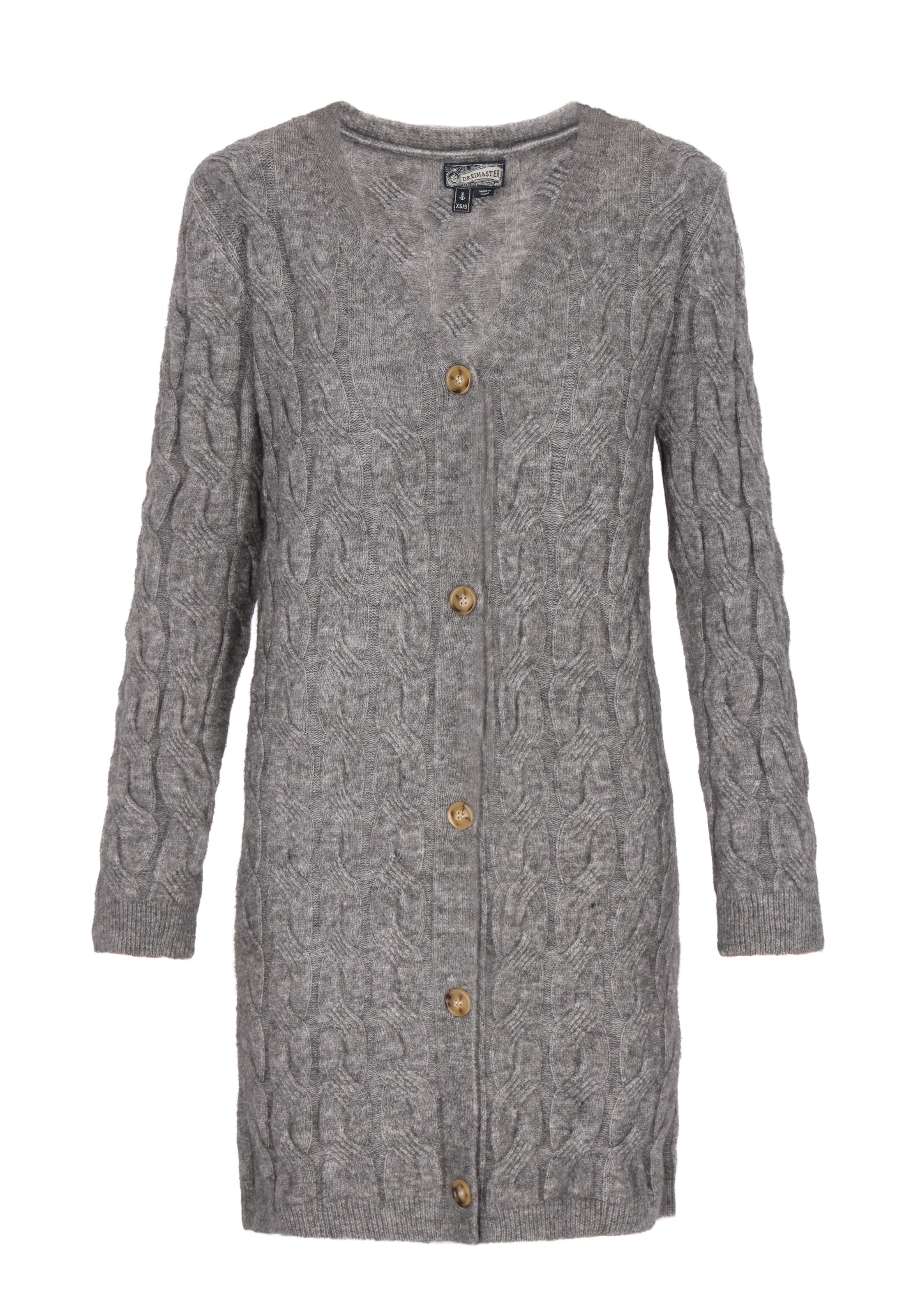 DreiMaster Vintage Strickjacke in Grau: Vorderseite