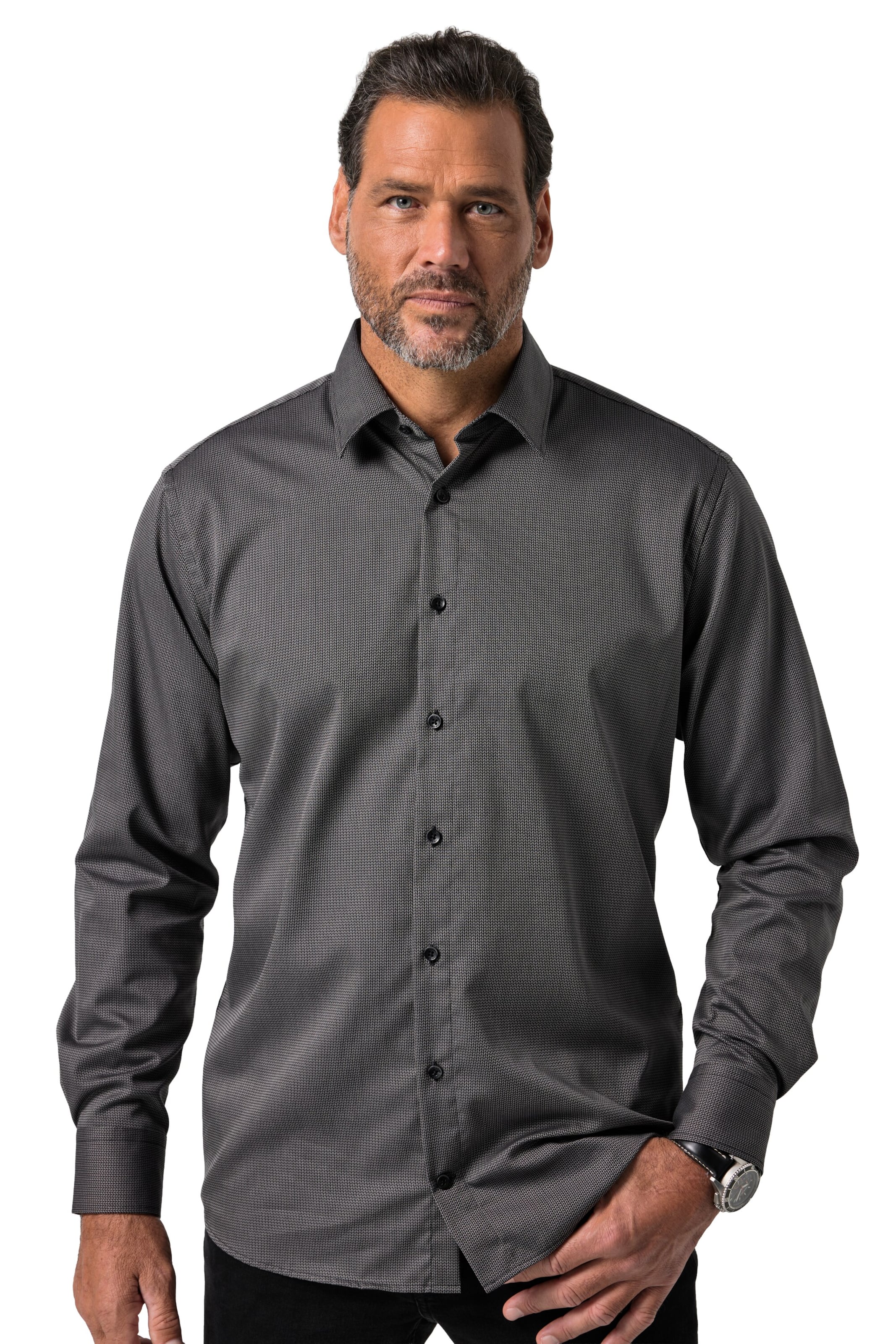 JP1880 Comfort Fit Hemd in Schwarz: Vorderseite
