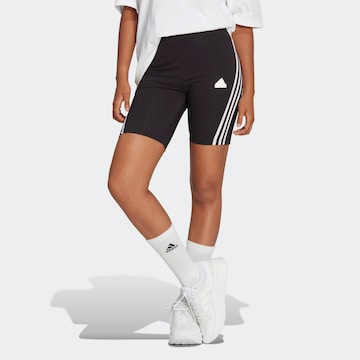Skinny Pantaloni sportivi 'Future Icons 3-Stripes Bike' di ADIDAS SPORTSWEAR in nero: frontale