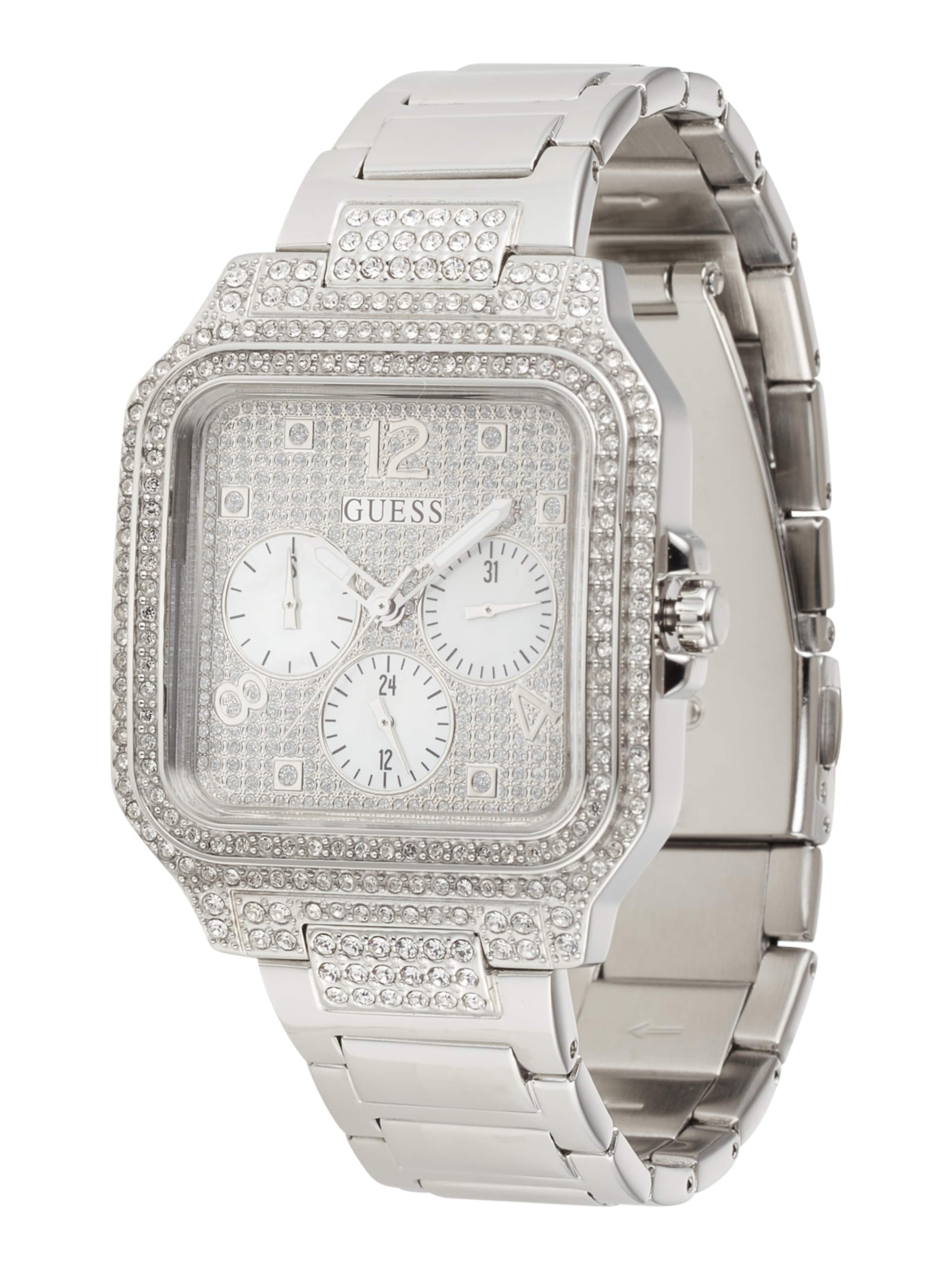 GUESS Αναλογικό ρολόι σε ασημί / λευκό, Άποψη προϊόντος