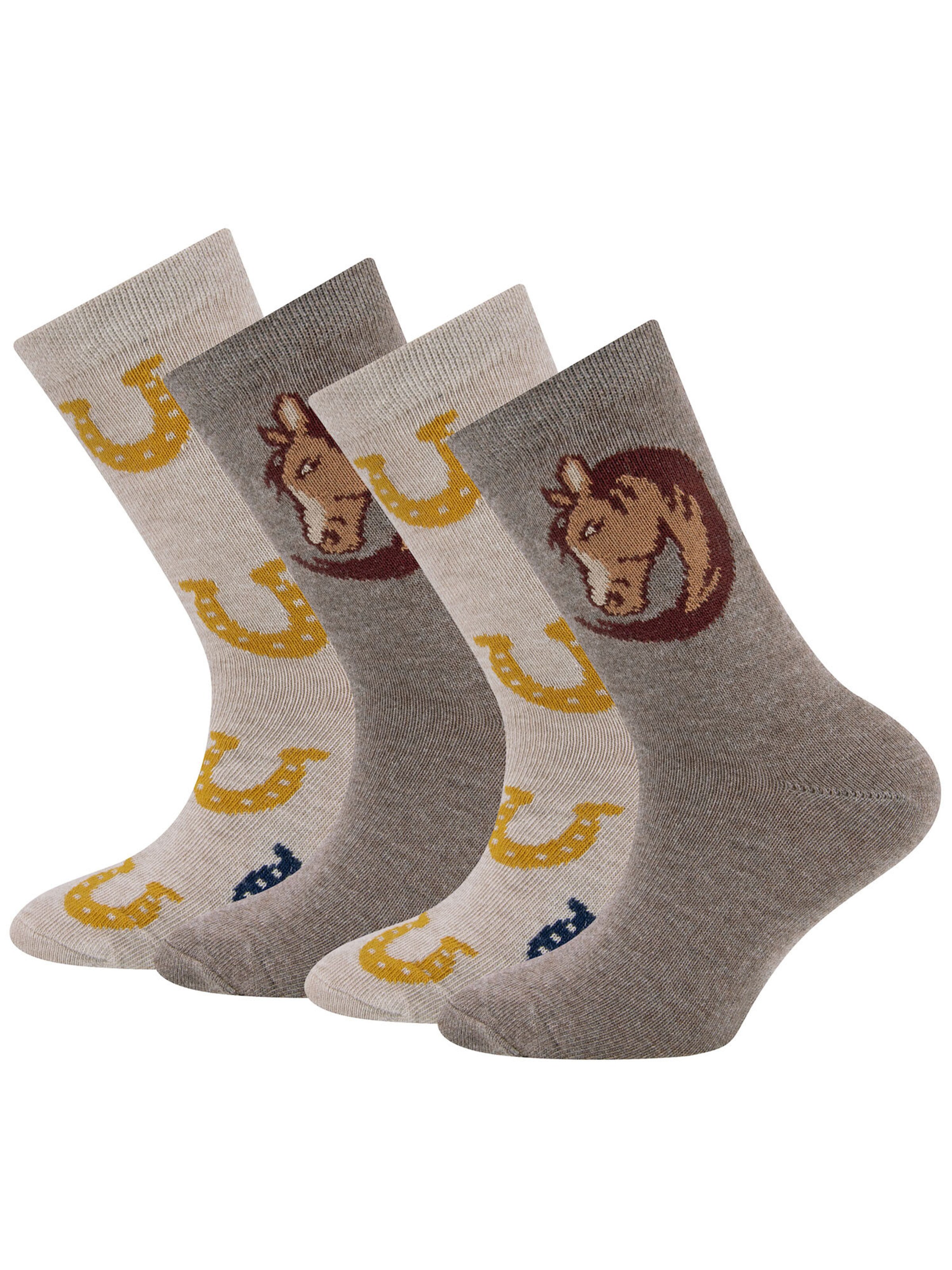 EWERS Ponožky 'Pferd/Hufeisen' - Sivá: predná strana