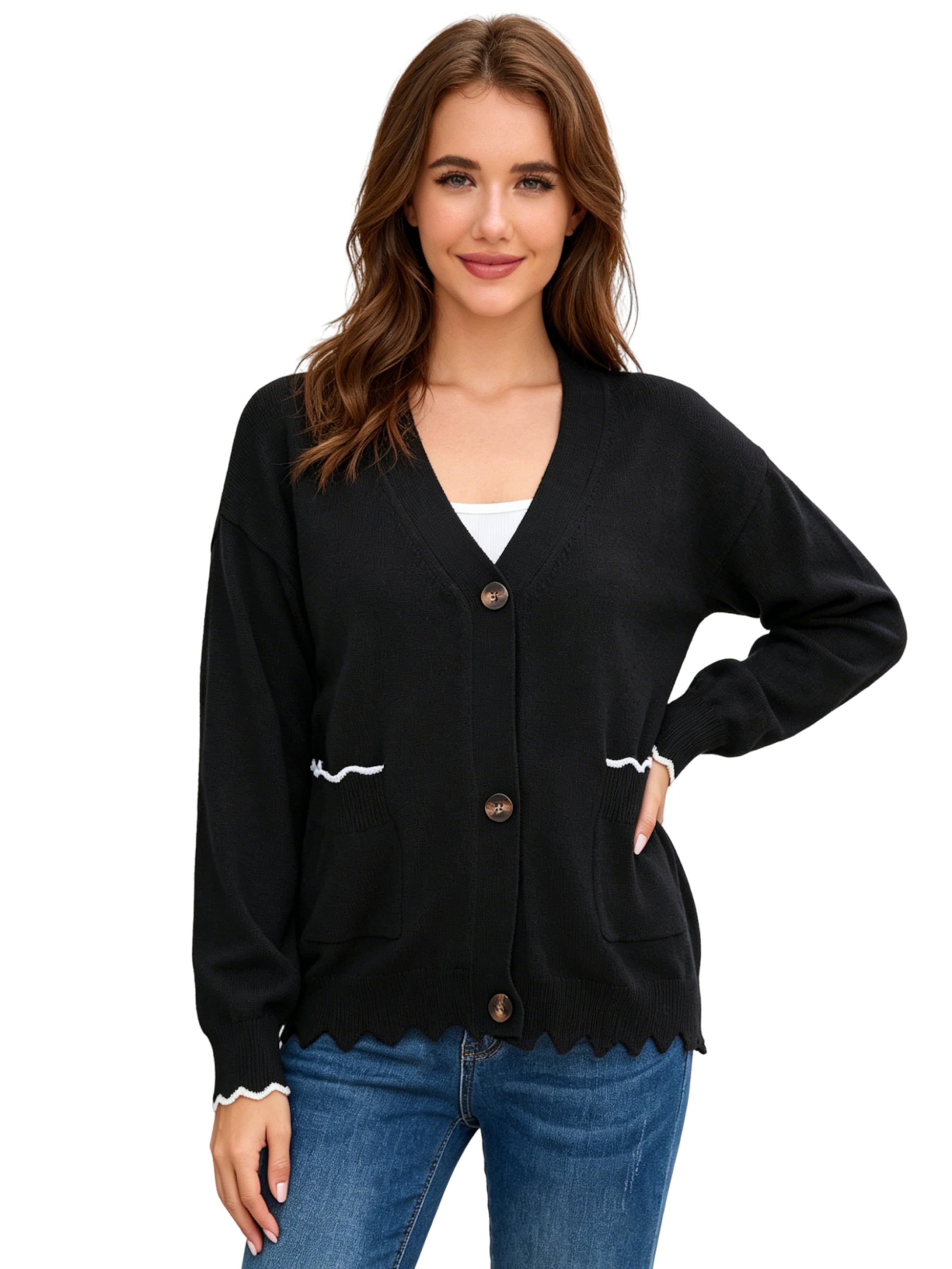 KoJooin Strickjacke‌‌ in Schwarz: Vorderseite