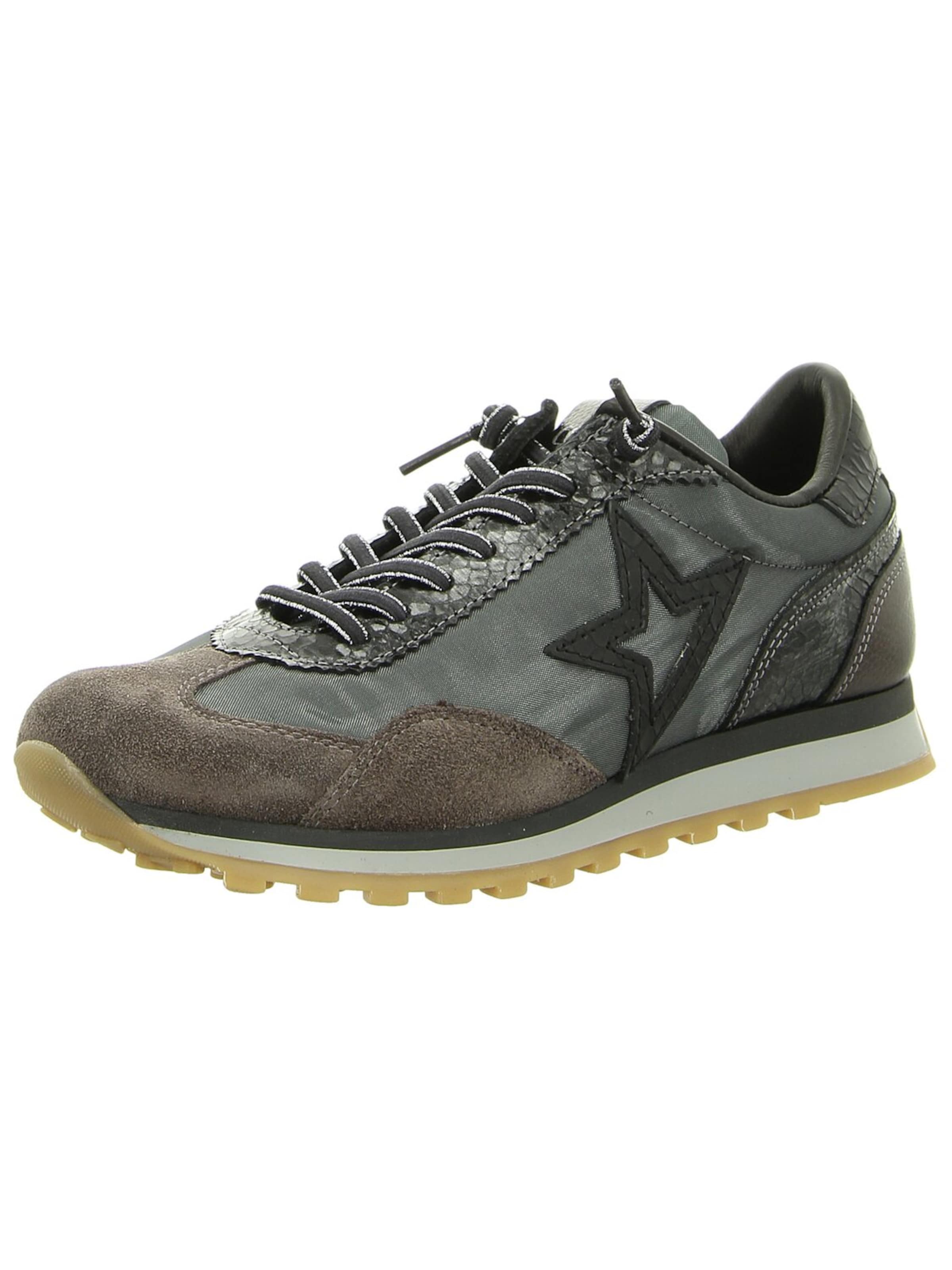 Cetti Sportlicher Schnürschuh 'Damen Sneaker C1259 SRA ANTE METAL PIOMBO Leder und Textil in grau' in Grau: Vorderseite