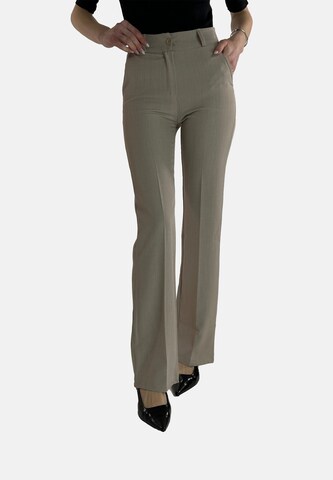 Flared Pantaloni con piega frontale di Elara in beige: frontale