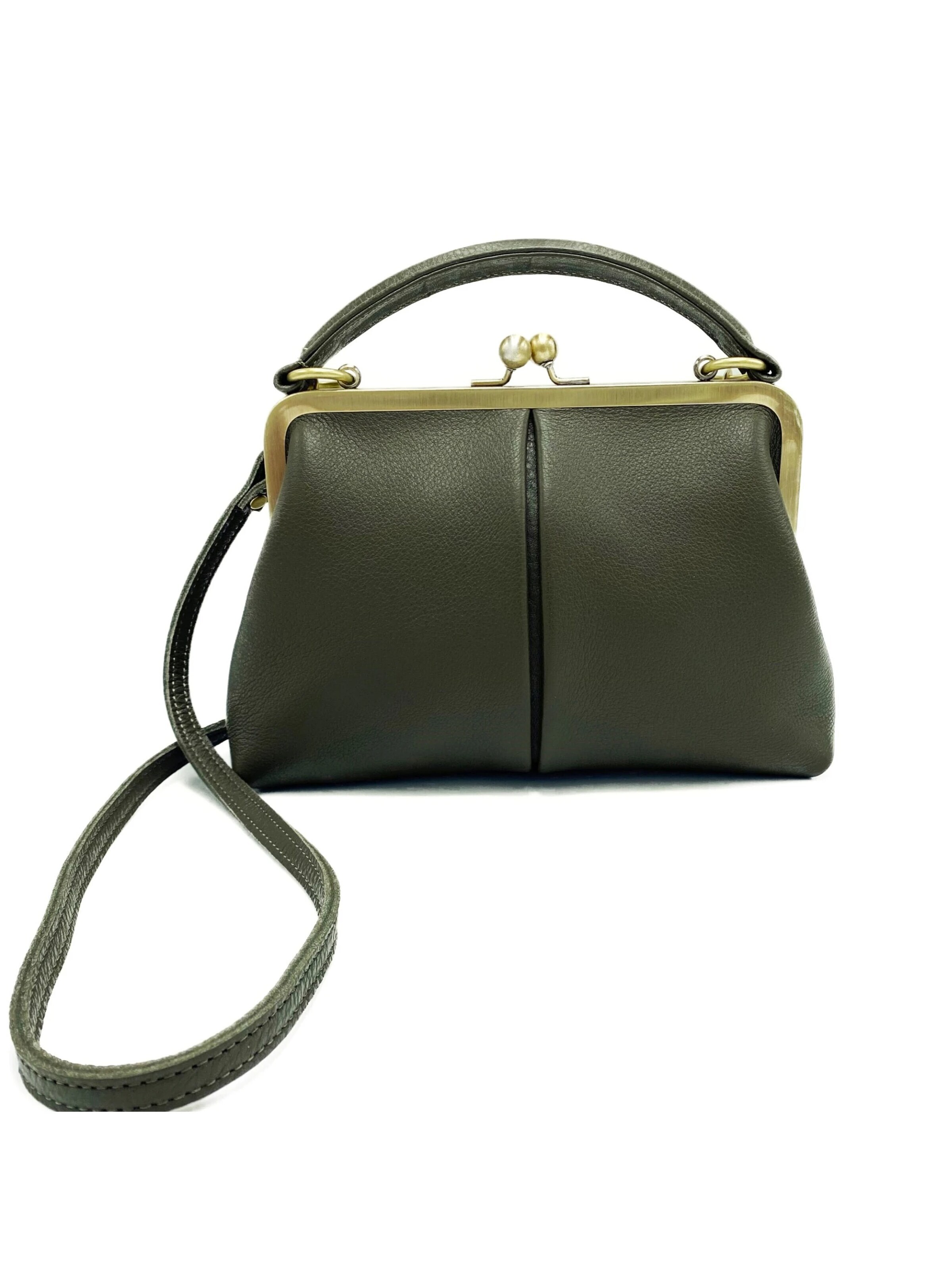 Taschenkinder Handbag 'Kleine Olive – Leder Handtasche & Umhängetasche' in Green