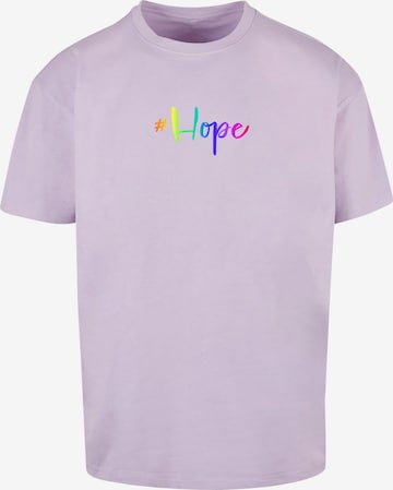 Merchcode Shirt 'Hope Rainbow' in Lila: voorkant