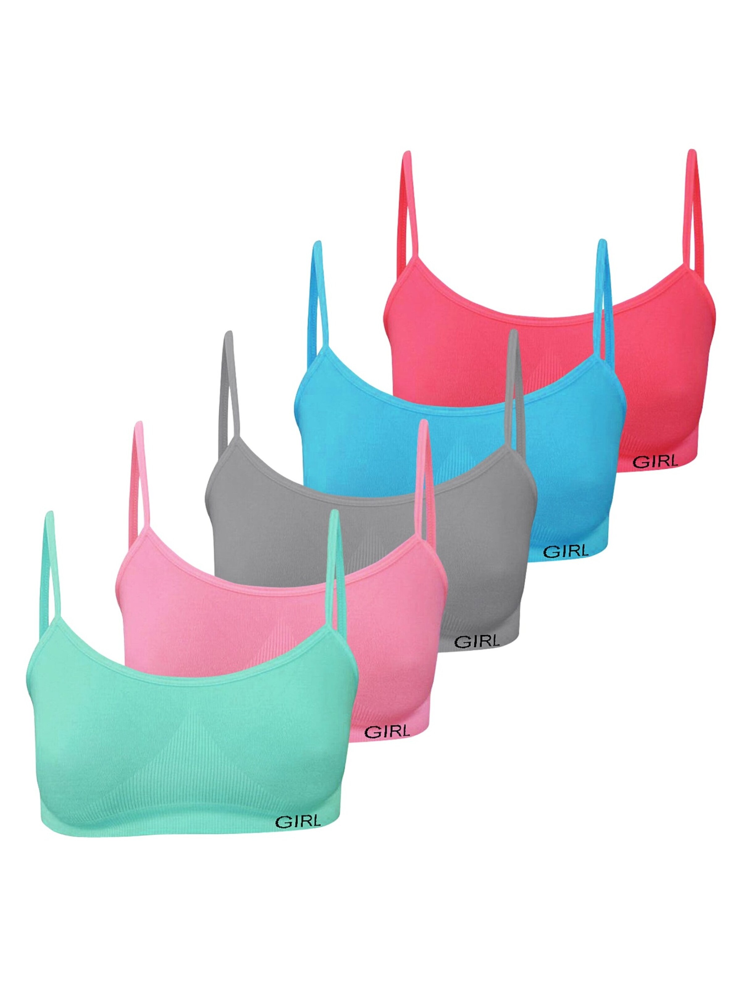 LOREZA Onderhemd 'Mädchen Nahtlos Bustier Spaghettiträger' in Gemengde kleuren: voorkant