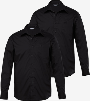 Men Plus Comfort fit Zakelijk overhemd in Zwart: voorkant