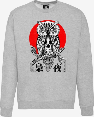 Oldskull Sweatshirt 'ASIAN SECRET OWL SKULL' in Grau: Vorderseite