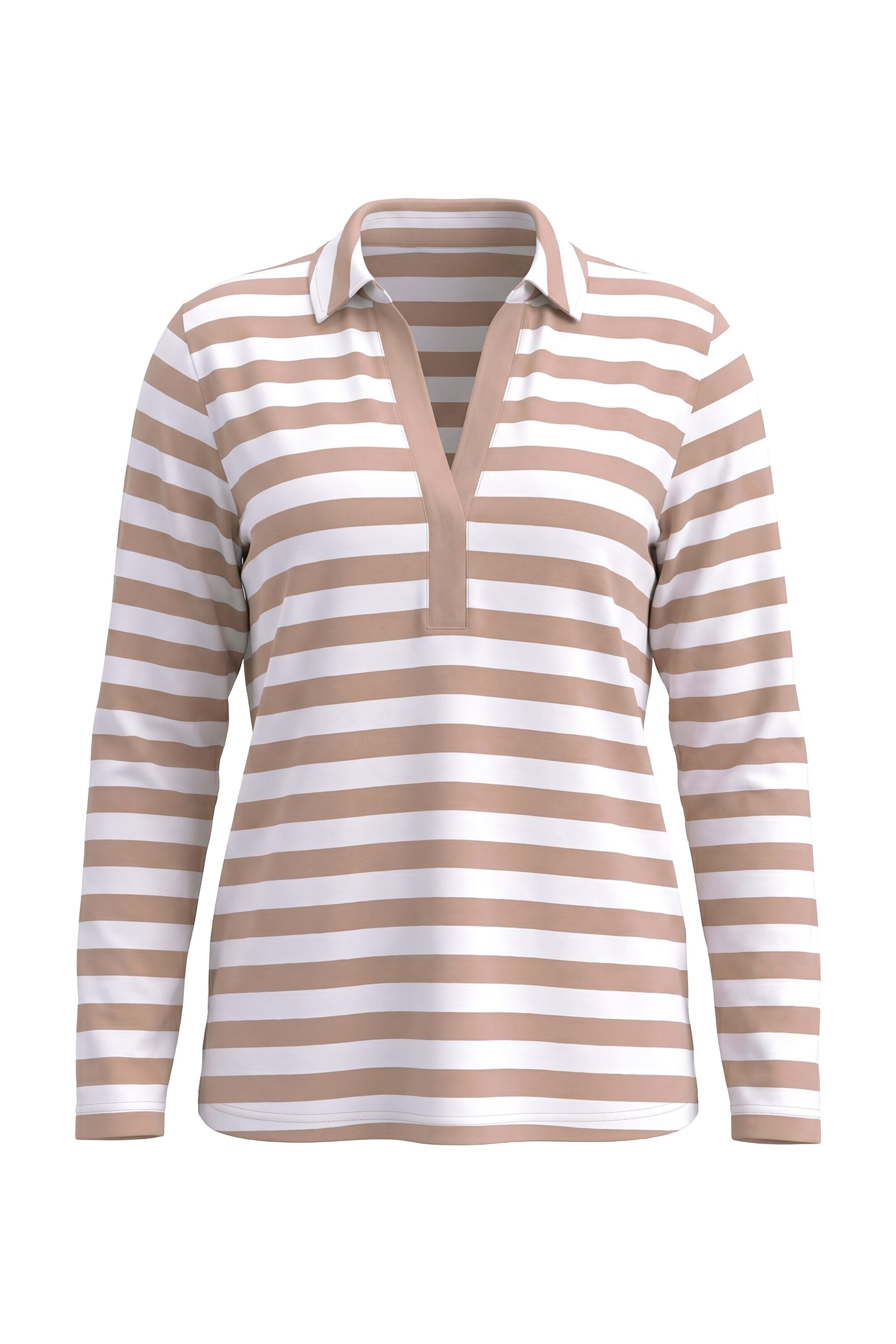 LAURASØN Poloshirt in M in hellbraun / weiß, Produktansicht