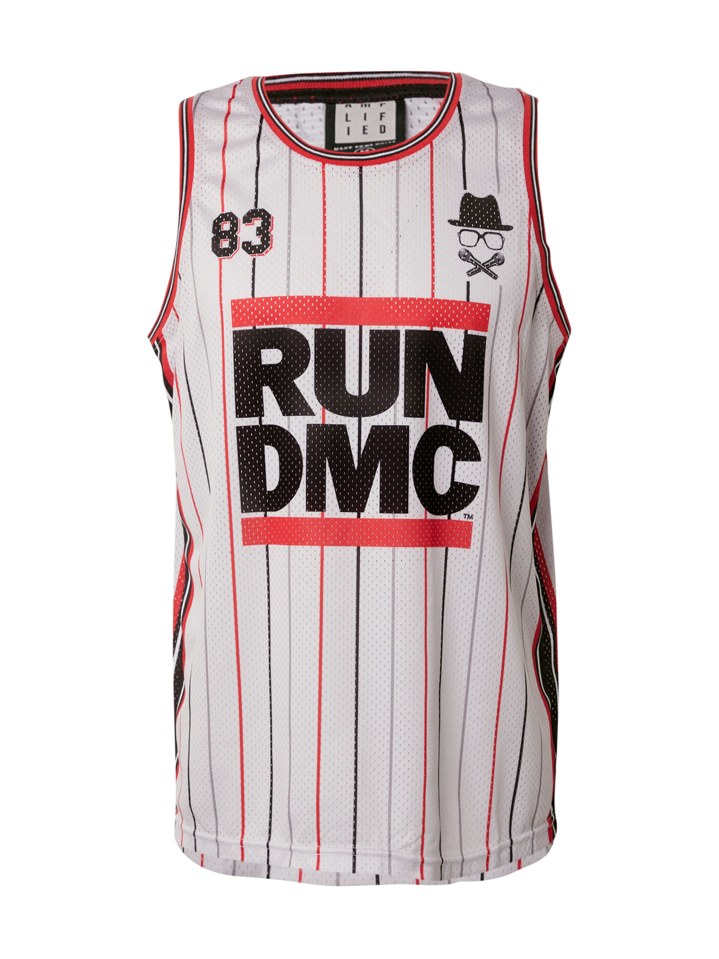 AMPLIFIED Tričko 'RUN DMC' – červená: přední strana