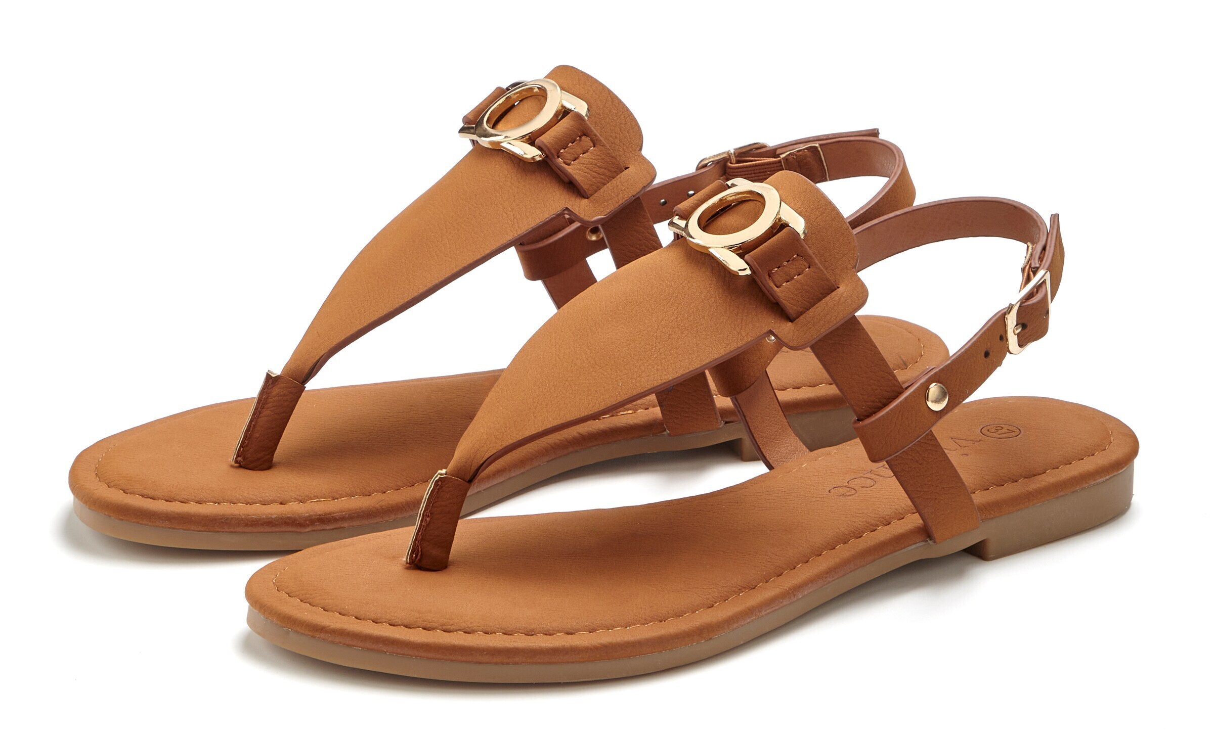 VIVANCE T-Bar Sandals in Brown