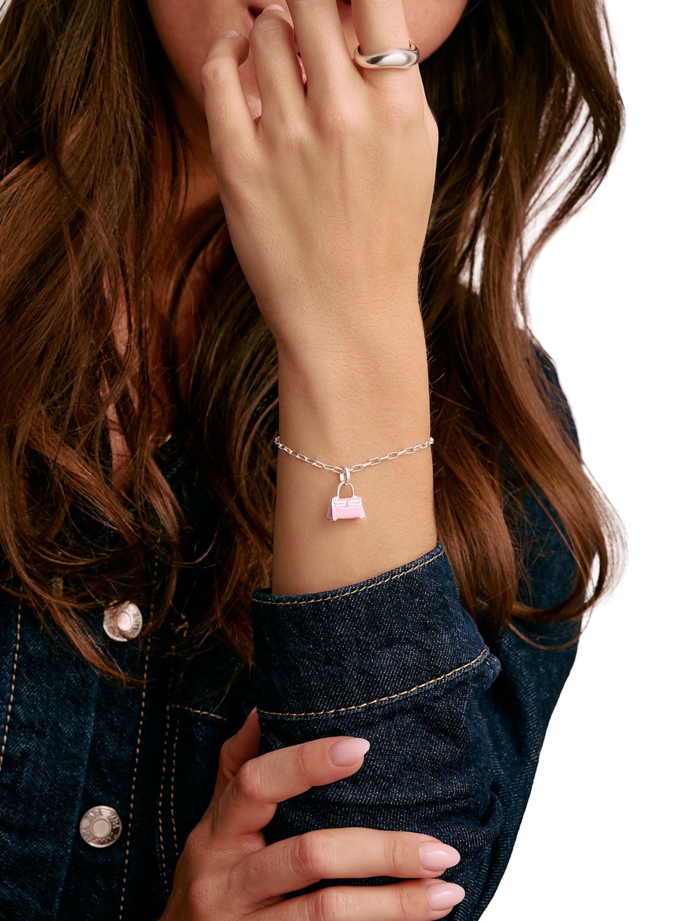 Thomas Sabo Pendant 'Handtasche Connect' in Silver: front