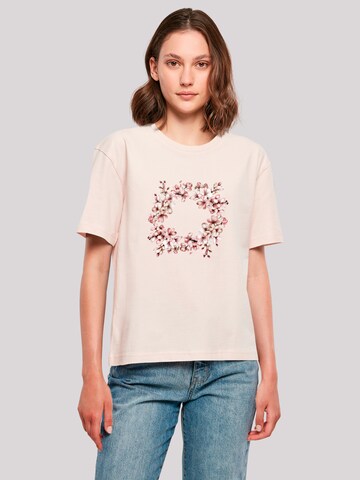F4NT4STIC T-Shirt 'Rosa Frühlings Blumenkranz Dekor' in Pink: Vorderseite