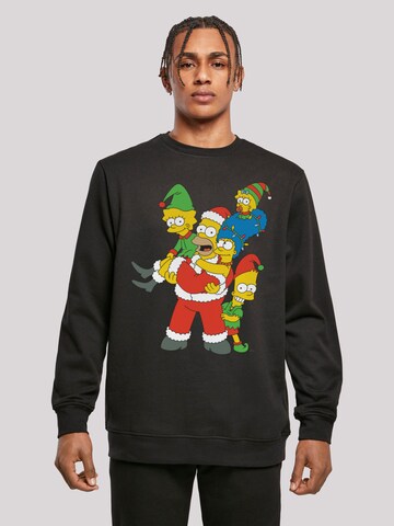 F4NT4STIC Sweatshirt 'The Simpsons Christmas Family' in Zwart: voorkant