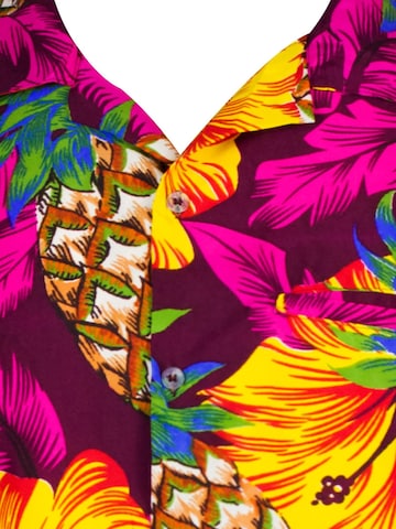 King Kameha Shirt 'Pineapple Hibiscus' in Pink