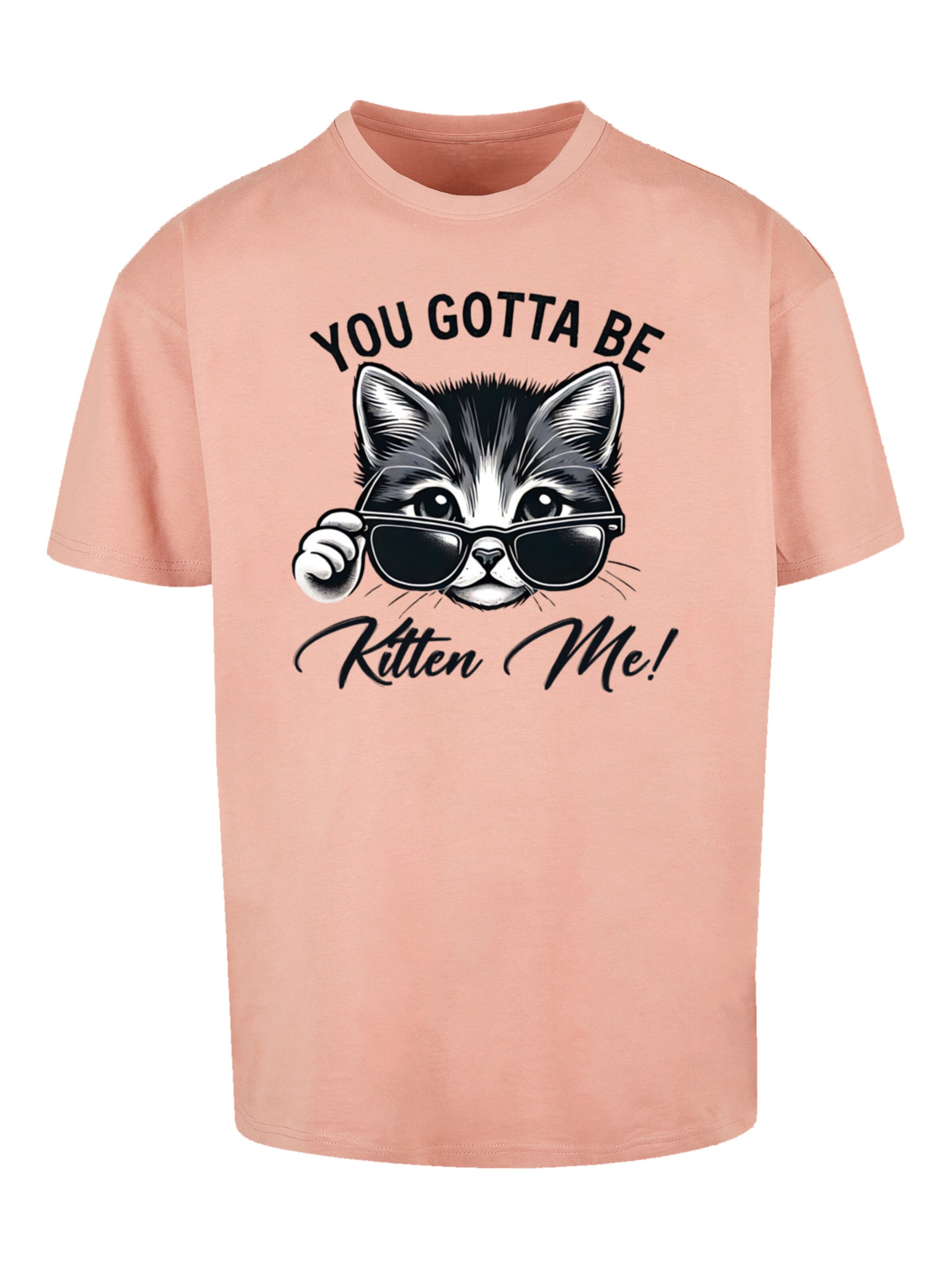F4NT4STIC Shirt 'Kätzchen You Gotta Be Kitten Me!' in Orange: front