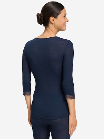 Hanro Shirt ' Woolen Lace ' in Blauw