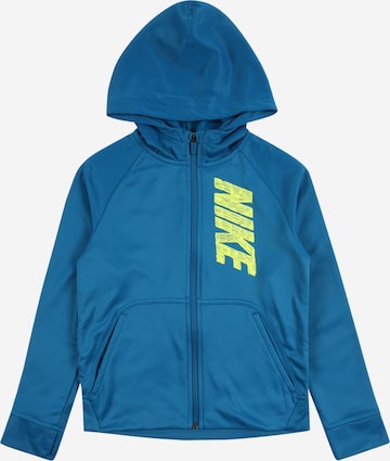 NIKE Sports sweat jacket in Blue: front