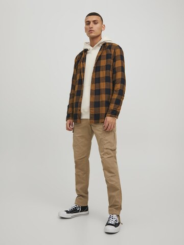 JACK & JONES - Ajuste regular Camisa 'JJEGingham' en marrón: frente