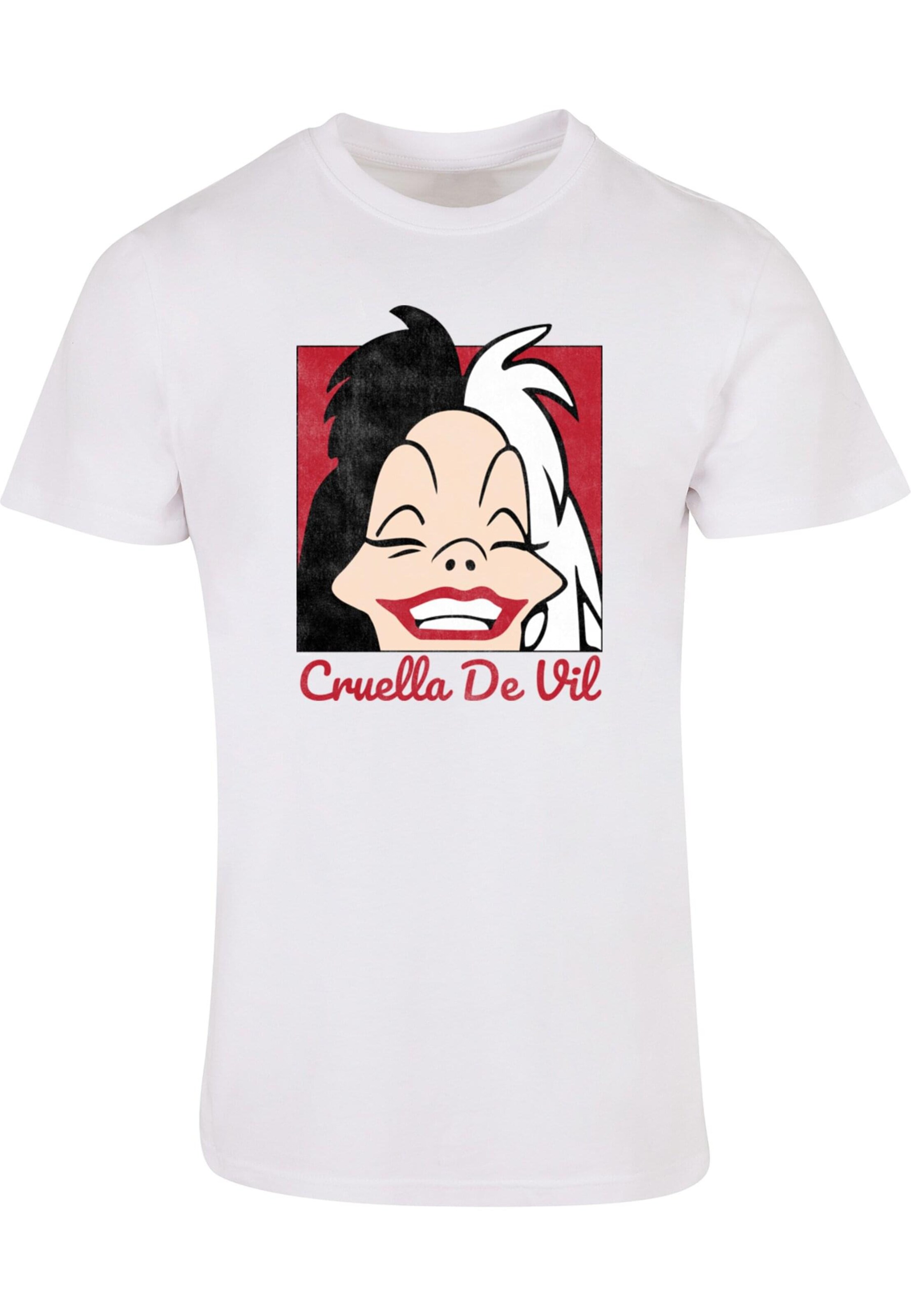 Maglietta '101 Dalmations - Cruella De Vil Head' di ABSOLUTE CULT in bianco: frontale