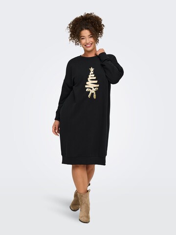 ONLY Carmakoma Jurk 'CARSANTA XMAS' in Zwart: voorkant