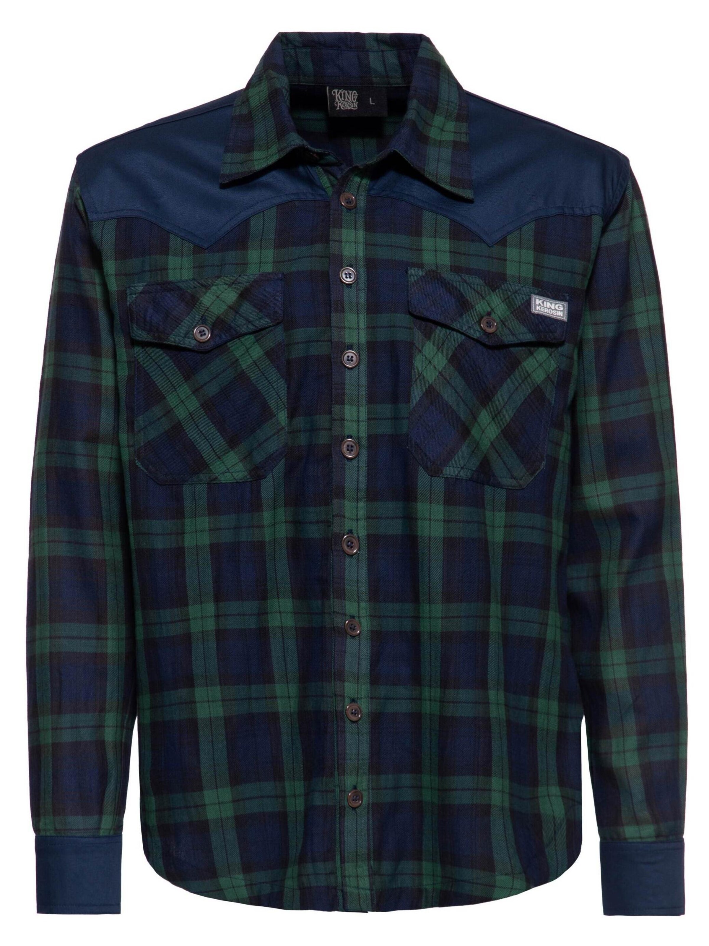 King Kerosin Button Up Shirt in Blue: front