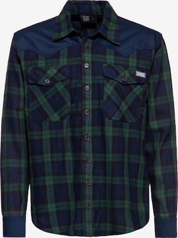 King Kerosin Button Up Shirt in Blue: front
