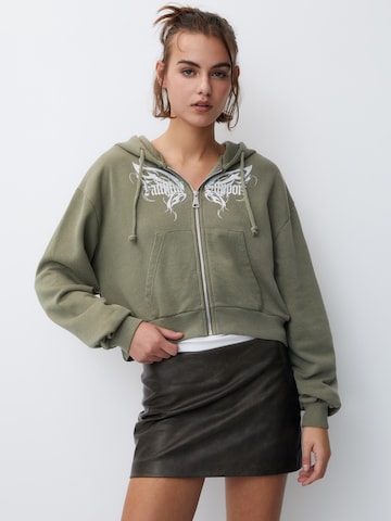 Pull&Bear Bluza rozpinana w kolorze zielony