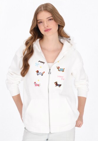 MYMO - Sudadera con cremallera 'Pop' en blanco: frente