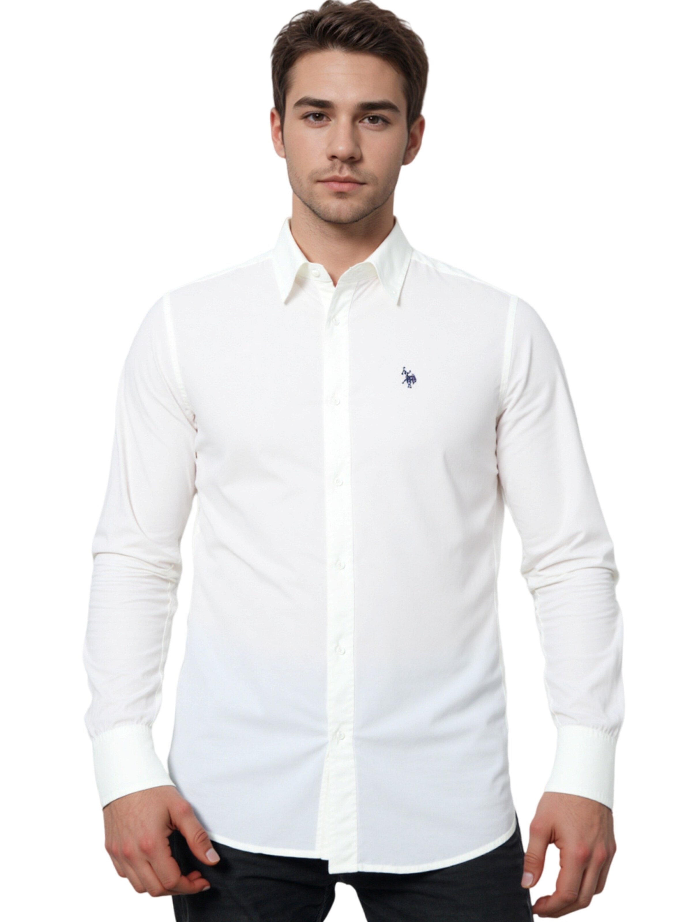 U.S. POLO ASSN. Regular fit Overhemd in Wit: voorkant