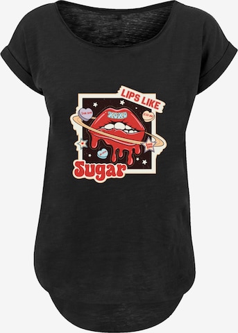 F4NT4STIC T-Shirt 'Lips Like Sugar Valentinstag' in Schwarz: Vorderseite