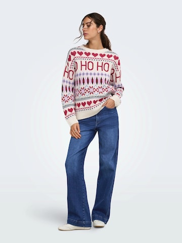 ONLY - Jersey 'ONLXmas HO' en beige